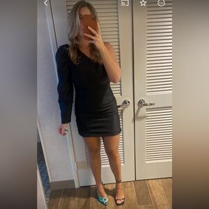 Aritzia Wilfred One Shoulder Black Mini Dress